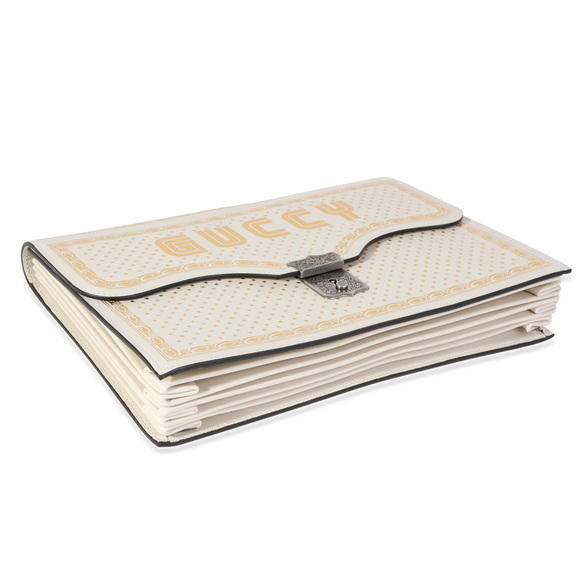 Gucci x Sega Mystic White Star Printed Calfskin GUCCY Portfolio Clutch - Picture 2 of 7